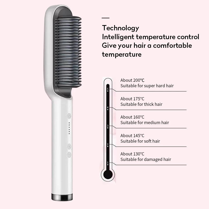 New 2 In 1 Hair Straightener Hot Comb Negative Ion Curling Tong Dual-purpose Electric Hair Brush-zoom-