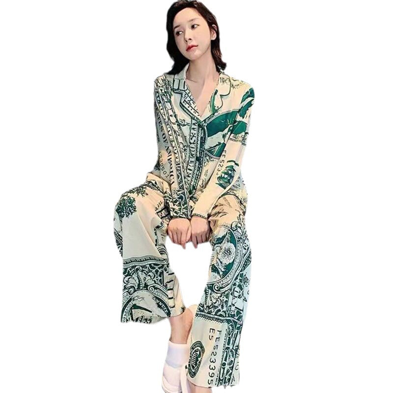 Women's High-end Ice Silk Pajama Set-zoom-
