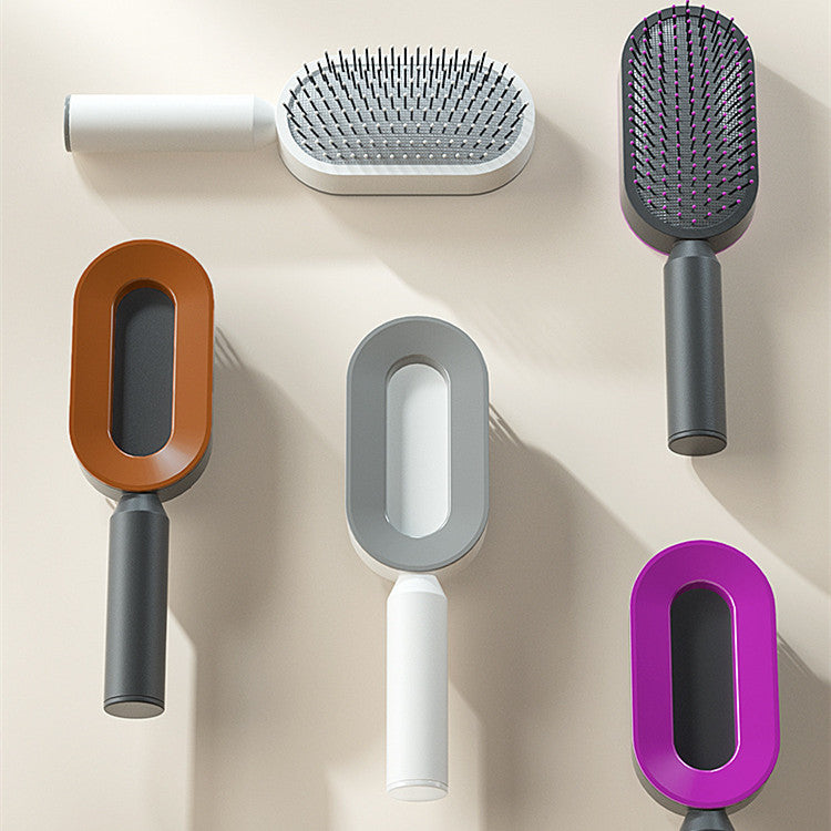 Self Cleaning Hair Brush For Women One-key Cleaning Hair Loss Airbag Massage Scalp Comb Anti-Static Hairbrush-zoom-