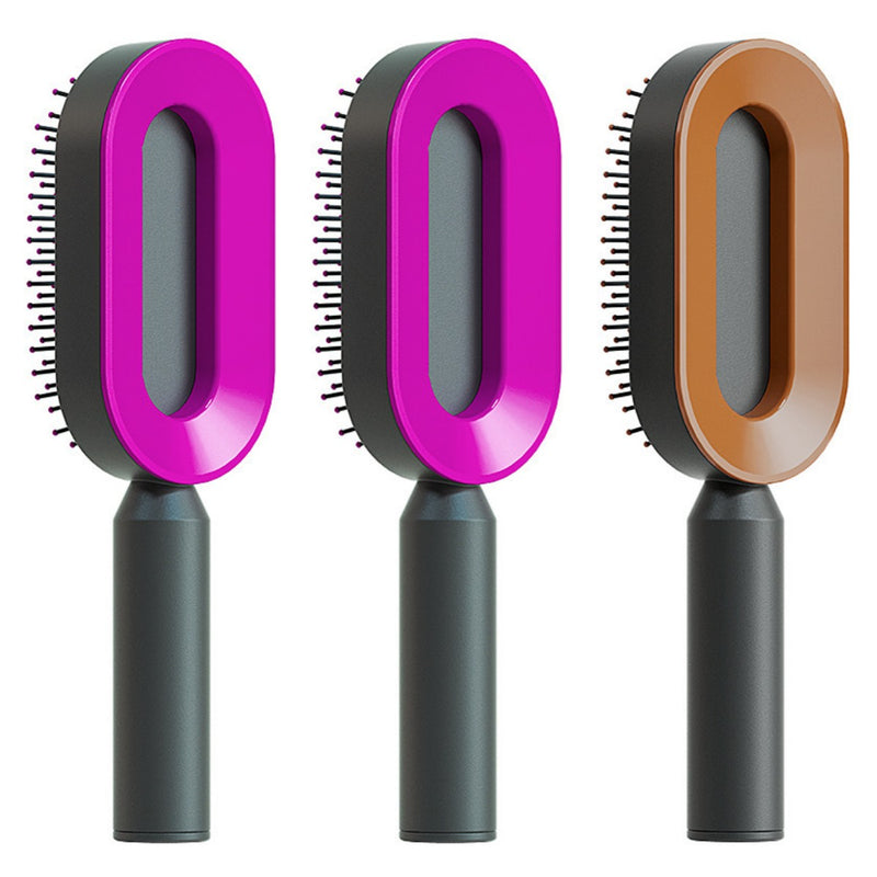 Self Cleaning Hair Brush For Women One-key Cleaning Hair Loss Airbag Massage Scalp Comb Anti-Static Hairbrush-zoom-
