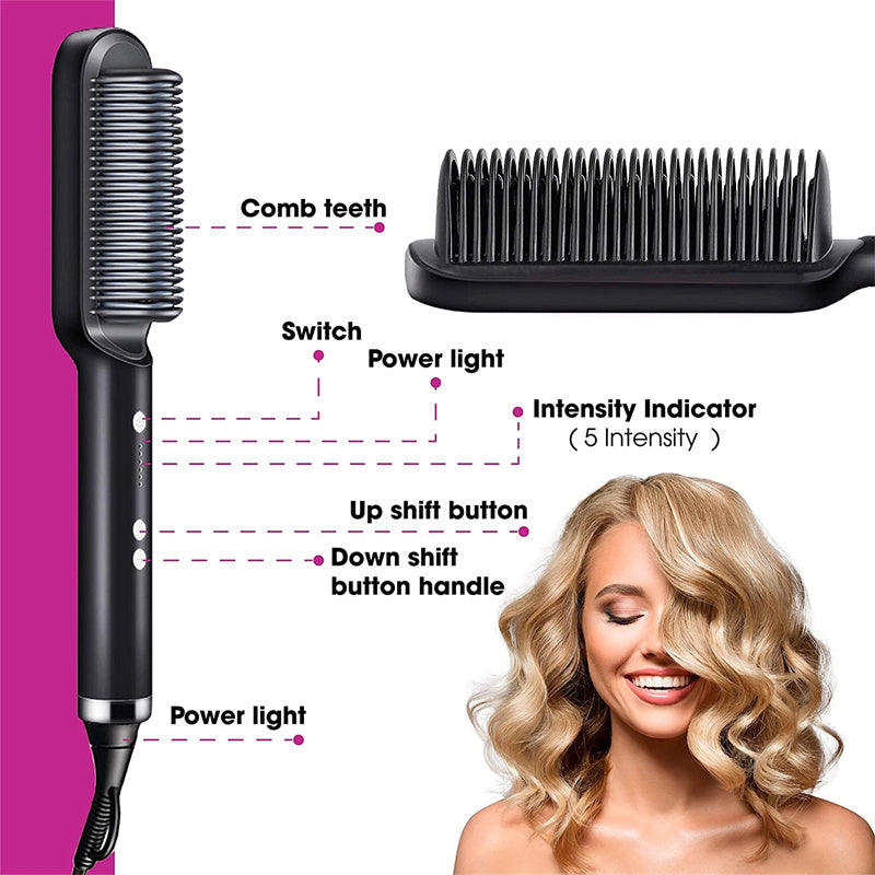 New 2 In 1 Hair Straightener Hot Comb Negative Ion Curling Tong Dual-purpose Electric Hair Brush-zoom-