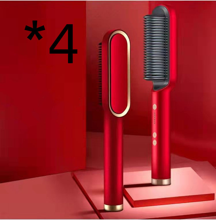 New 2 In 1 Hair Straightener Hot Comb Negative Ion Curling Tong Dual-purpose Electric Hair Brush-zoom-