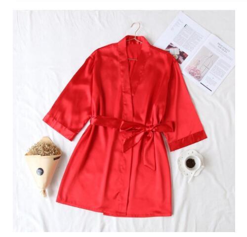 Summer Champagne Chinese Bride Wedding Robe Satin Sleepwear-zoom-