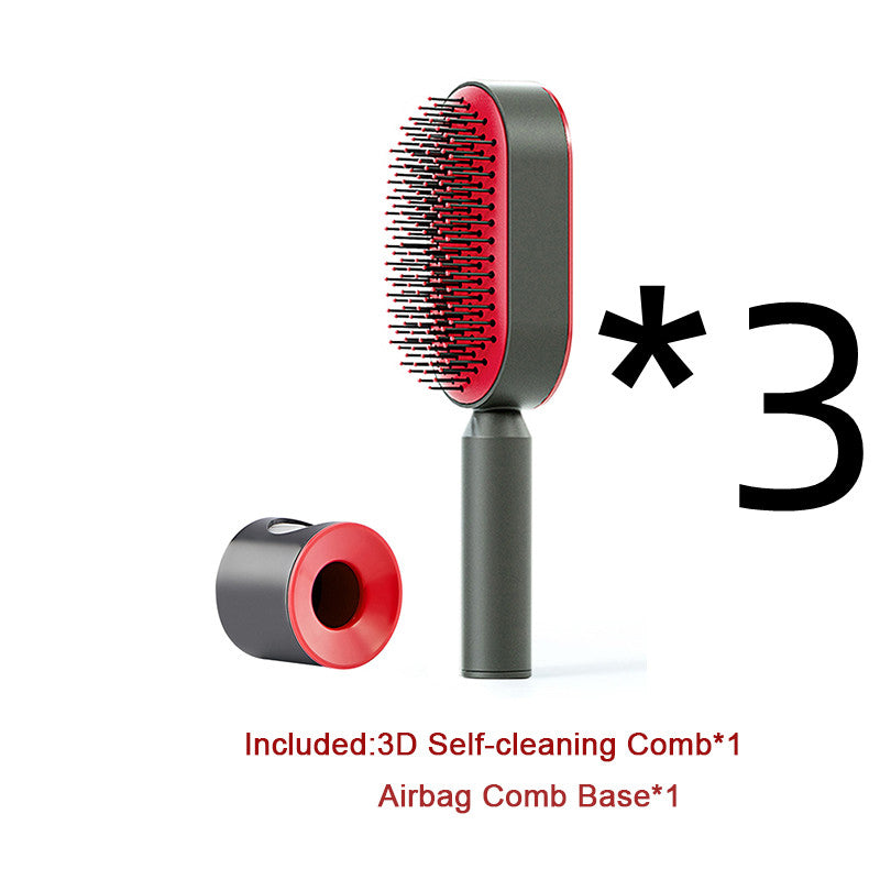 Self Cleaning Hair Brush For Women One-key Cleaning Hair Loss Airbag Massage Scalp Comb Anti-Static Hairbrush-zoom-