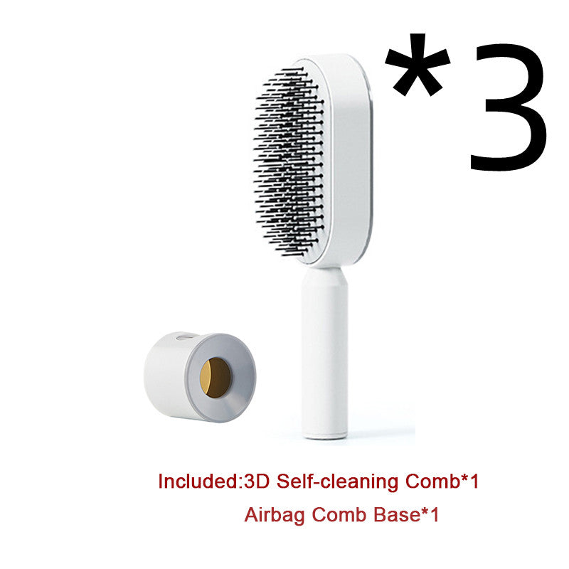 Self Cleaning Hair Brush For Women One-key Cleaning Hair Loss Airbag Massage Scalp Comb Anti-Static Hairbrush-zoom-