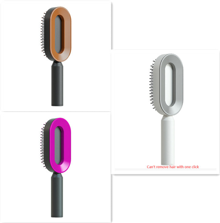 Self Cleaning Hair Brush For Women One-key Cleaning Hair Loss Airbag Massage Scalp Comb Anti-Static Hairbrush-zoom-