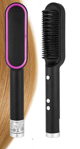 New 2 In 1 Hair Straightener Hot Comb Negative Ion Curling Tong Dual-purpose Electric Hair Brush-zoom-