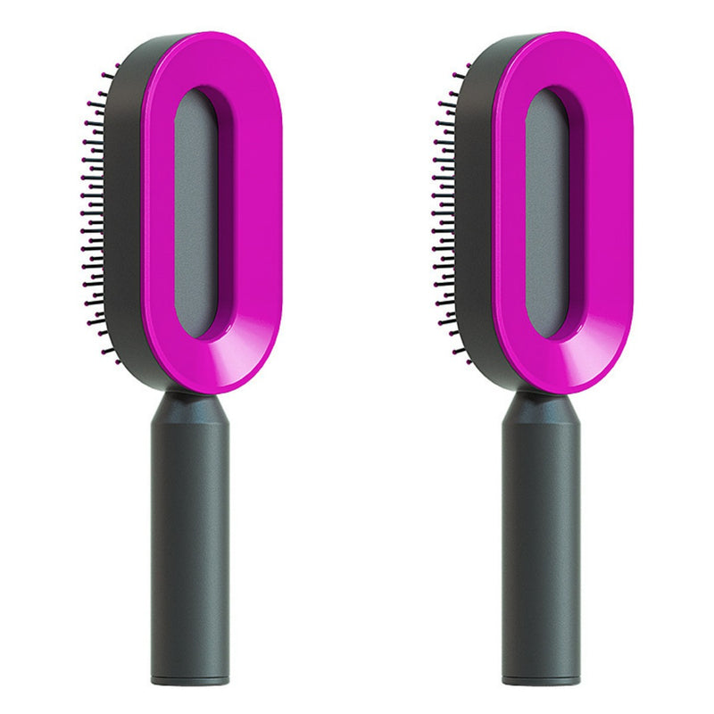 Self Cleaning Hair Brush For Women One-key Cleaning Hair Loss Airbag Massage Scalp Comb Anti-Static Hairbrush-zoom-