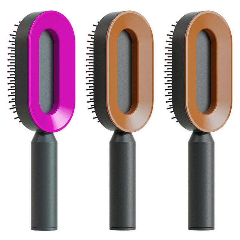 Self Cleaning Hair Brush For Women One-key Cleaning Hair Loss Airbag Massage Scalp Comb Anti-Static Hairbrush-zoom-