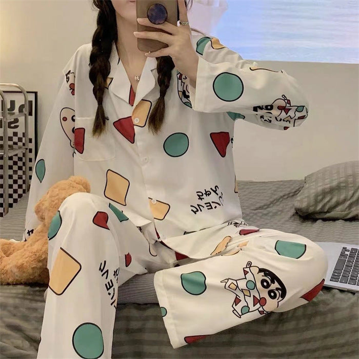 Women's High-end Ice Silk Pajama Set-zoom-