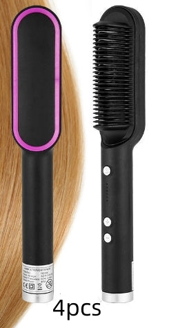 New 2 In 1 Hair Straightener Hot Comb Negative Ion Curling Tong Dual-purpose Electric Hair Brush-zoom-
