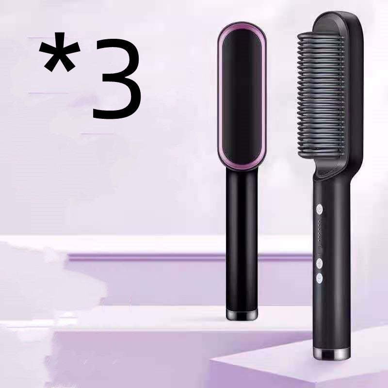 New 2 In 1 Hair Straightener Hot Comb Negative Ion Curling Tong Dual-purpose Electric Hair Brush-zoom-