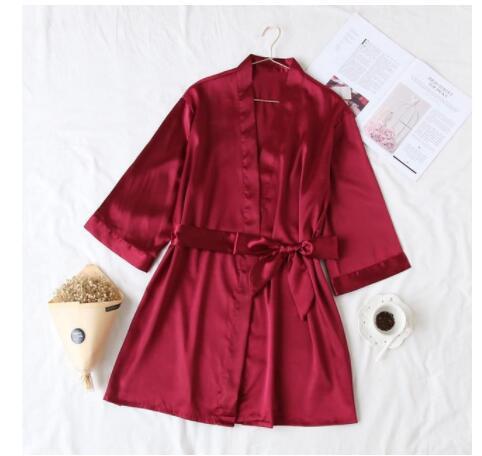 Summer Champagne Chinese Bride Wedding Robe Satin Sleepwear-zoom-