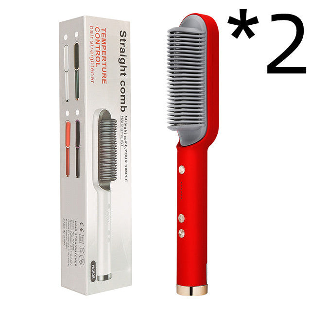 New 2 In 1 Hair Straightener Hot Comb Negative Ion Curling Tong Dual-purpose Electric Hair Brush-zoom-