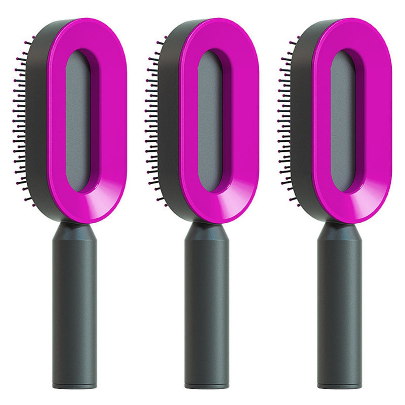 Self Cleaning Hair Brush For Women One-key Cleaning Hair Loss Airbag Massage Scalp Comb Anti-Static Hairbrush-zoom-