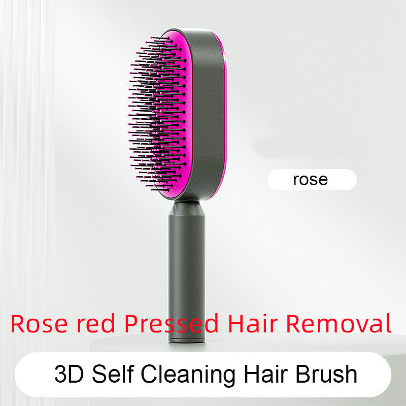 Self Cleaning Hair Brush For Women One-key Cleaning Hair Loss Airbag Massage Scalp Comb Anti-Static Hairbrush-zoom-