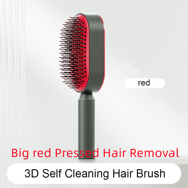 Self Cleaning Hair Brush For Women One-key Cleaning Hair Loss Airbag Massage Scalp Comb Anti-Static Hairbrush-zoom-