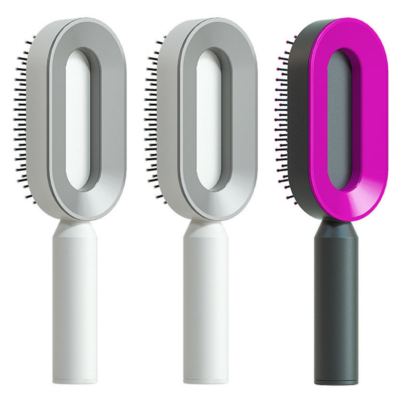 Self Cleaning Hair Brush For Women One-key Cleaning Hair Loss Airbag Massage Scalp Comb Anti-Static Hairbrush-zoom-