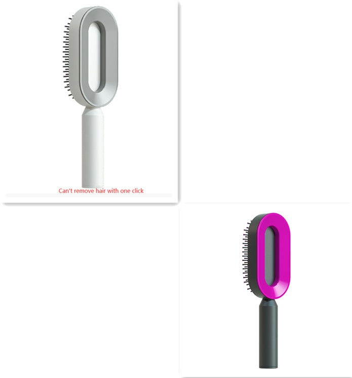 Self Cleaning Hair Brush For Women One-key Cleaning Hair Loss Airbag Massage Scalp Comb Anti-Static Hairbrush-zoom-