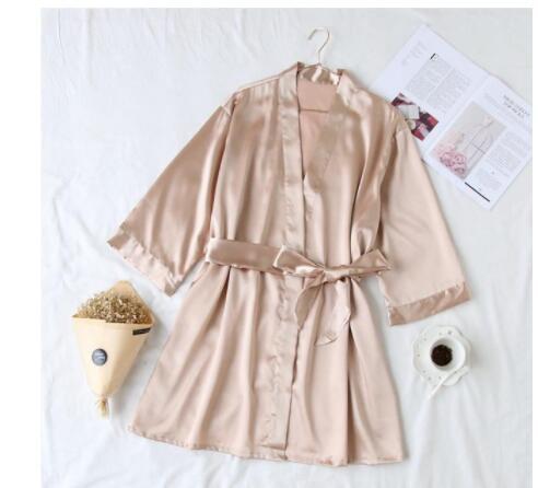 Summer Champagne Chinese Bride Wedding Robe Satin Sleepwear-zoom-