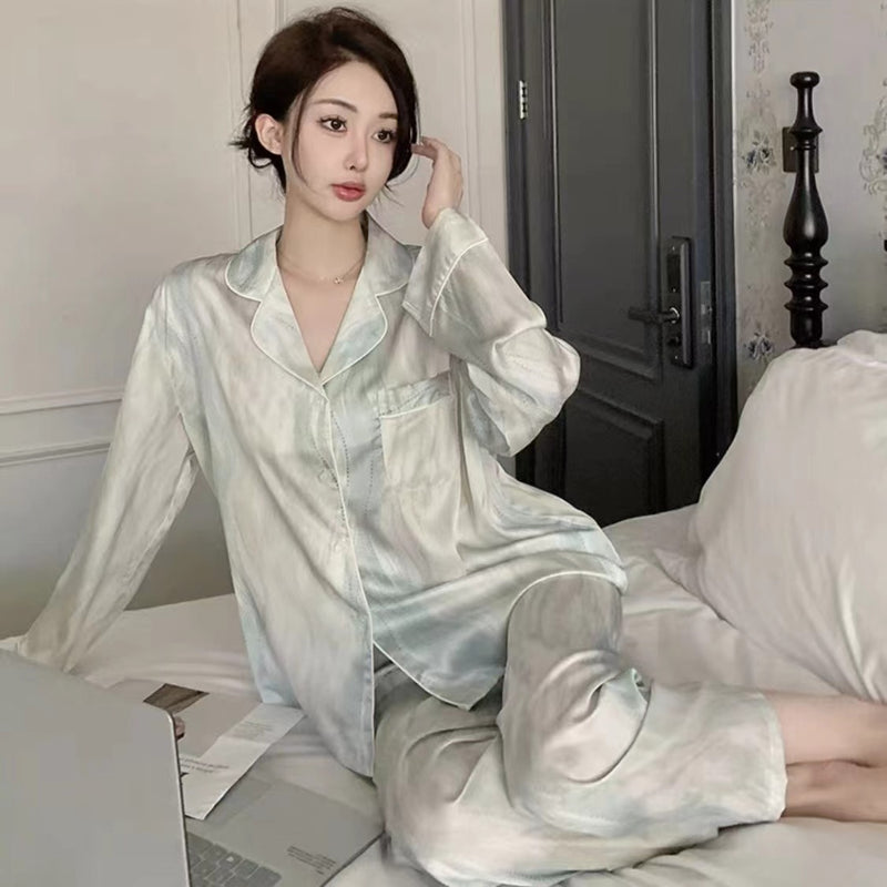Women's High-end Ice Silk Pajama Set-zoom-