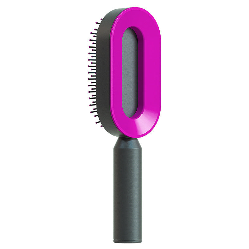 Self Cleaning Hair Brush For Women One-key Cleaning Hair Loss Airbag Massage Scalp Comb Anti-Static Hairbrush-zoom-