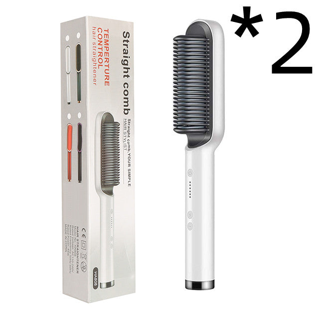 New 2 In 1 Hair Straightener Hot Comb Negative Ion Curling Tong Dual-purpose Electric Hair Brush-zoom-