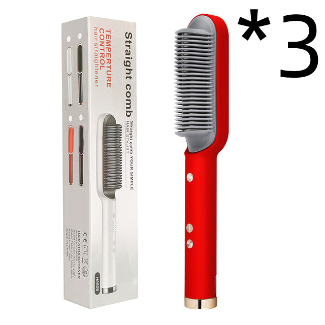 New 2 In 1 Hair Straightener Hot Comb Negative Ion Curling Tong Dual-purpose Electric Hair Brush-zoom-